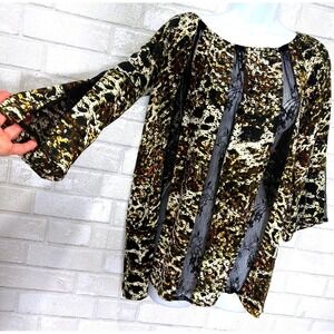 Animal Print Lace Trim Going Out Top Small Oversized Indie Sleaze Fairy Grunge